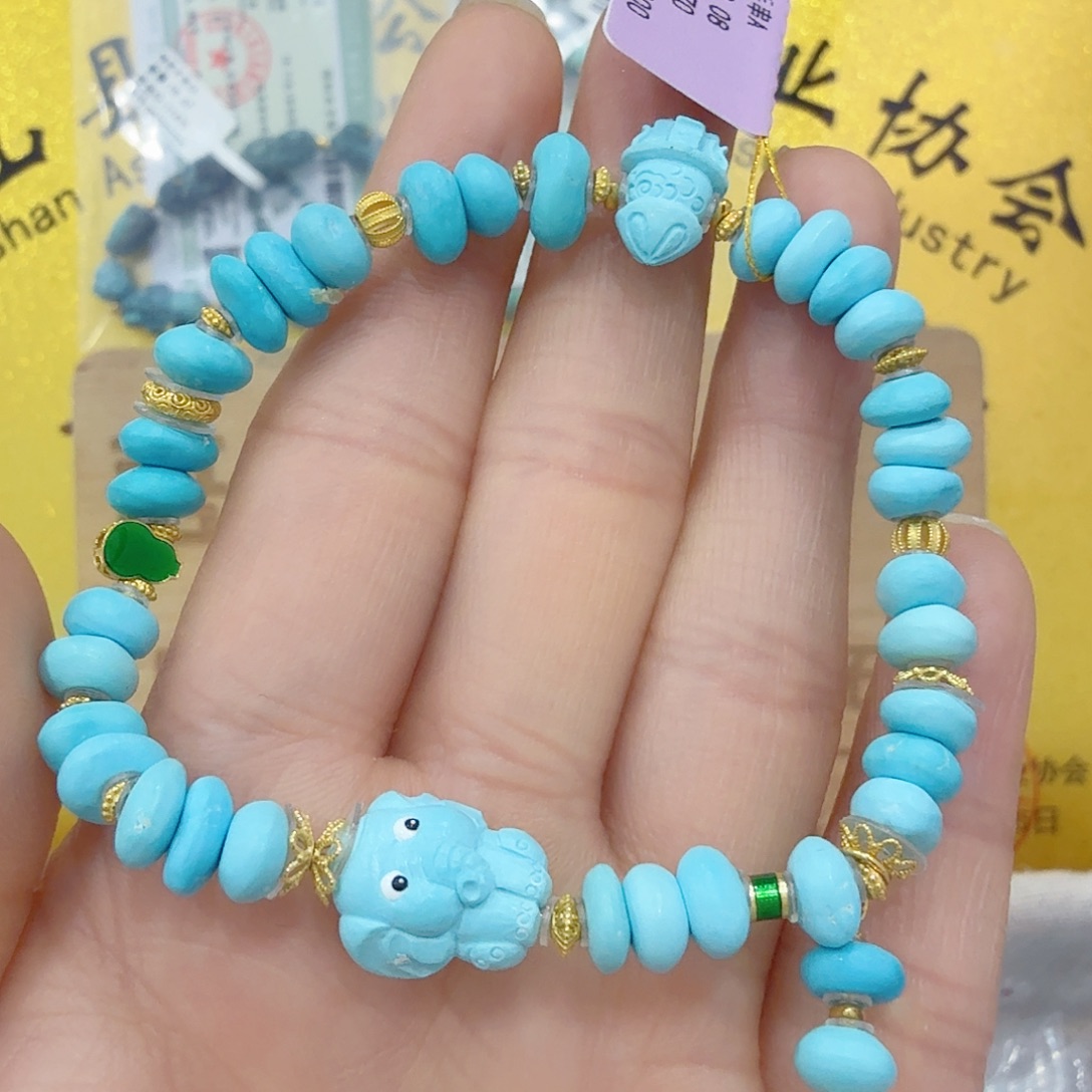 绿松石18K金镶嵌珠宝奇石