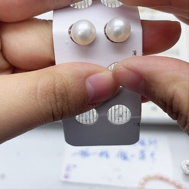 淡水珍珠耳饰银S925镶嵌桃*