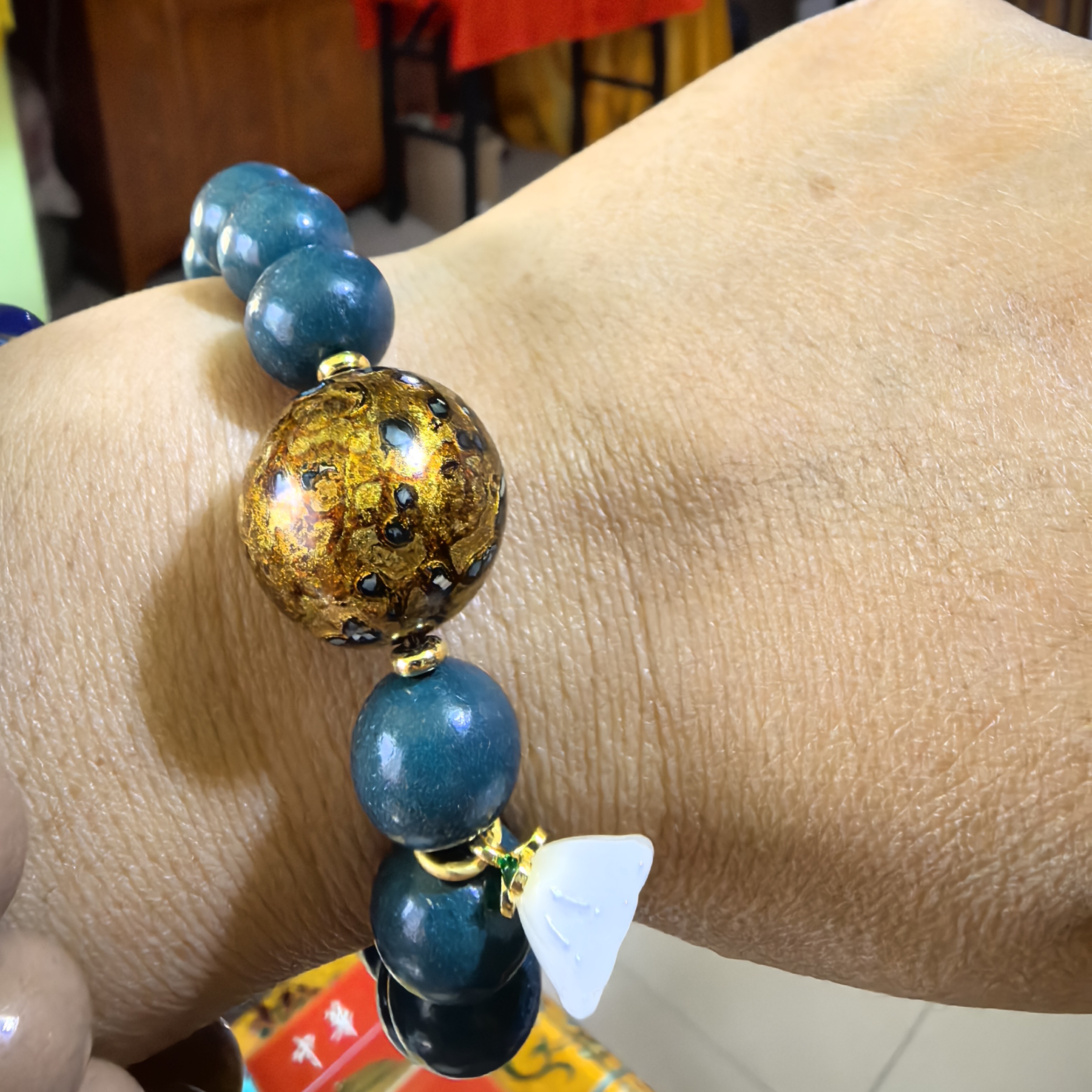 非金属木质手链 马姐推荐～蓝颈灵