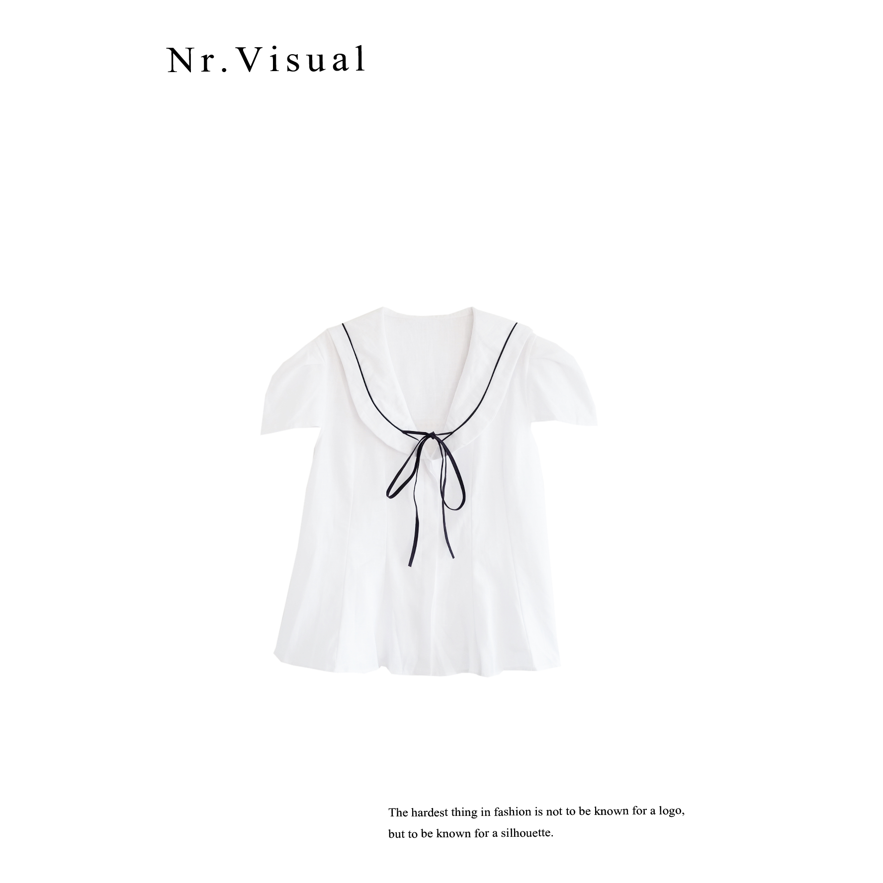 「小九NR」海军领泡泡袖系带短款小衫上衣设计感显瘦百搭短袖衬衫