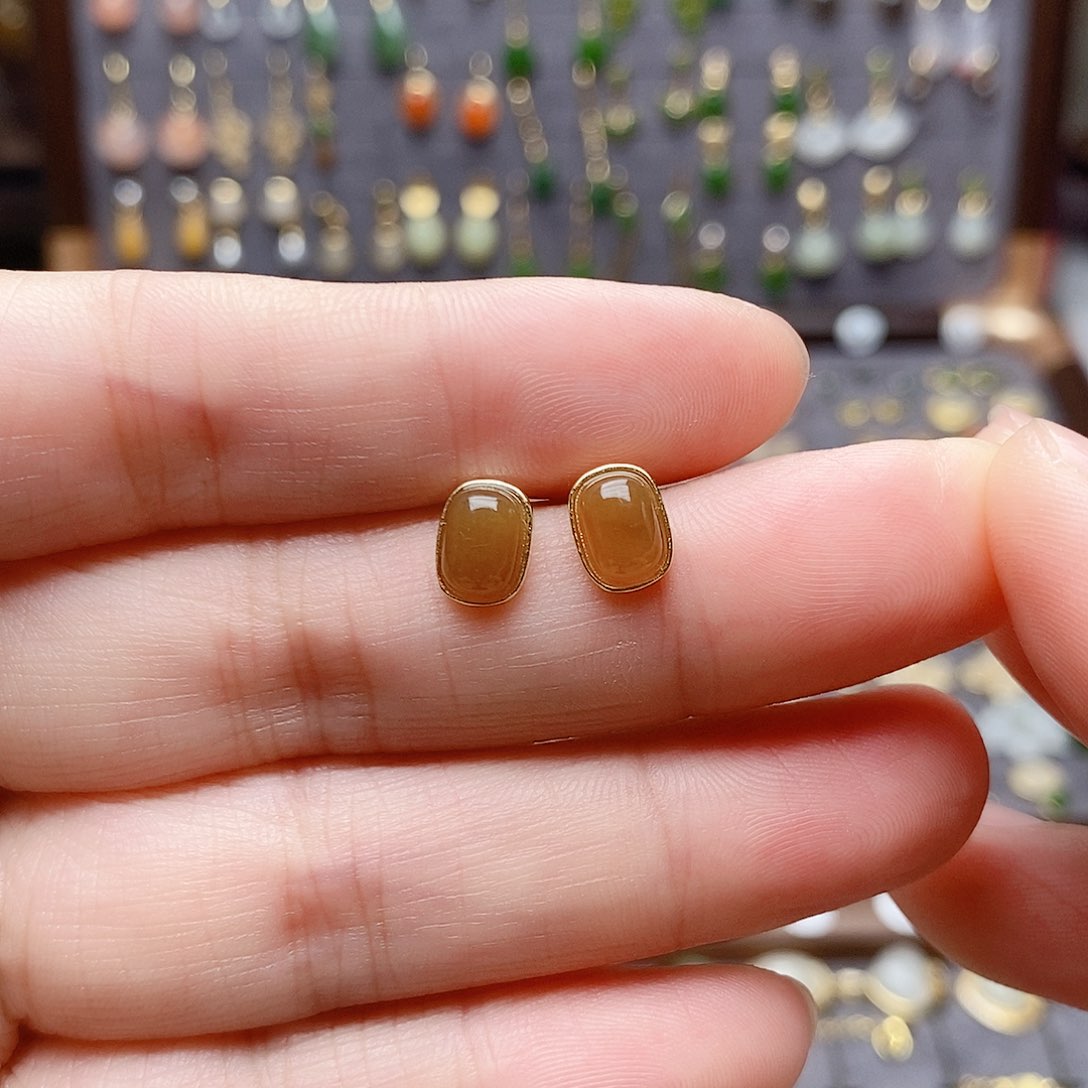 银S925镶嵌和田玉耳饰