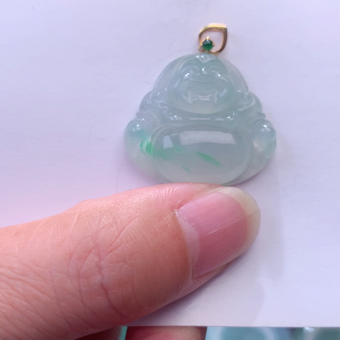 翡翠吊坠(不含链)18K金镶嵌