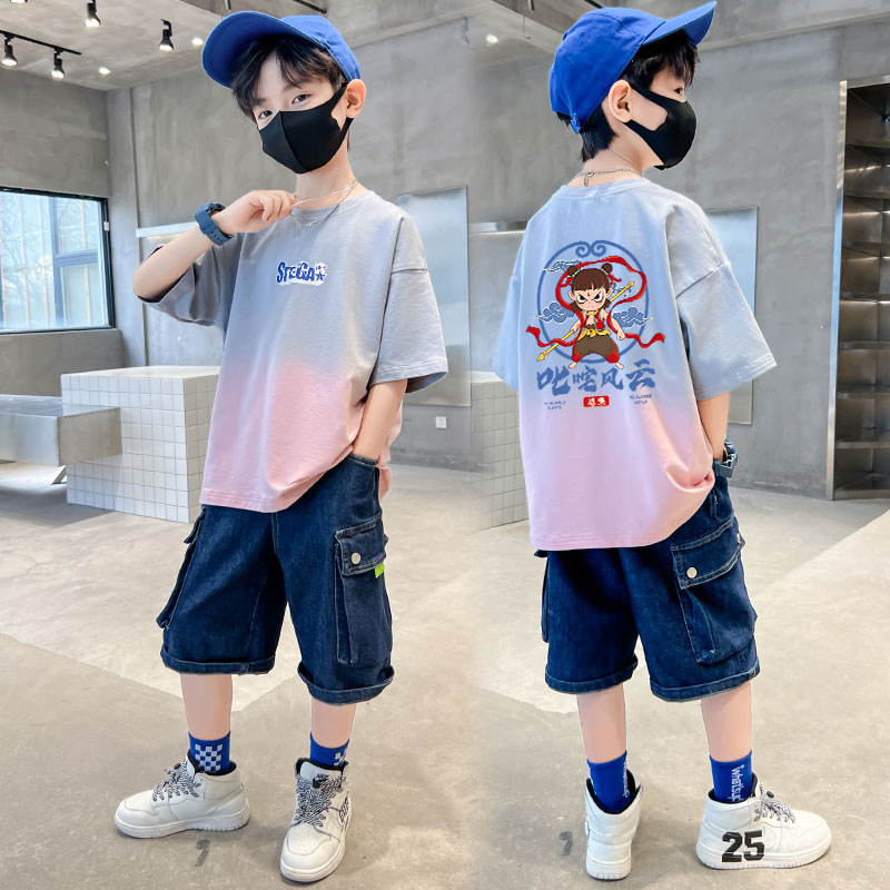 【新娜吒短袖】男童短袖t恤2025新款儿童夏装衣服男孩纯棉宝宝洋气