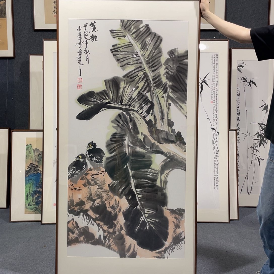 国画自**儿手绘作品带框