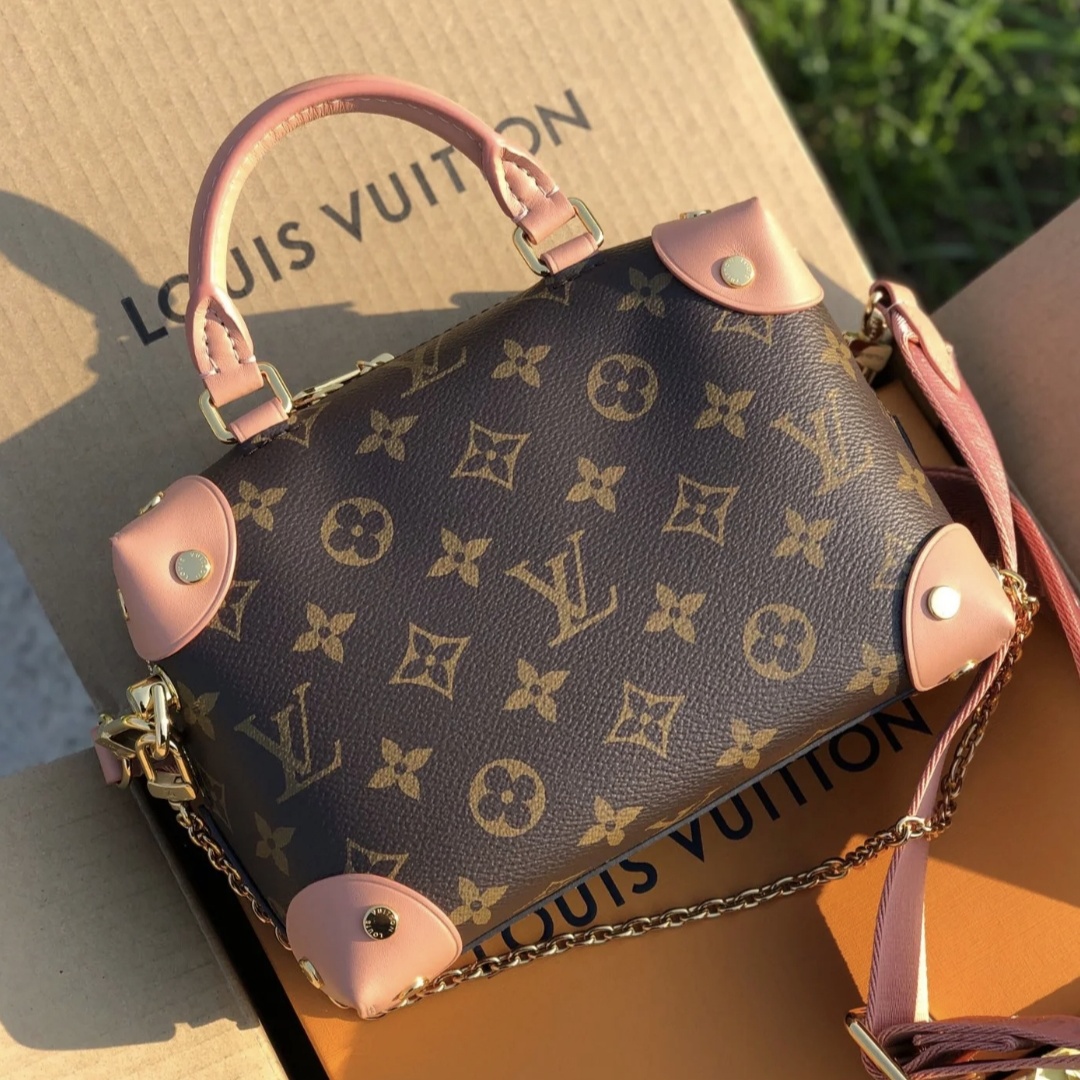 95新 LouisVuitton/路易威登 老花拼粉软盒子 盒子包 全原95新