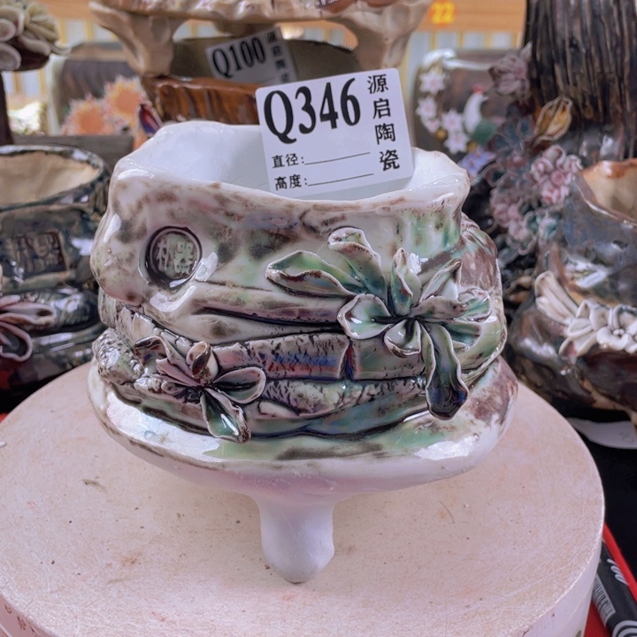 紫砂花盆景德镇陶瓷346瑕疵
