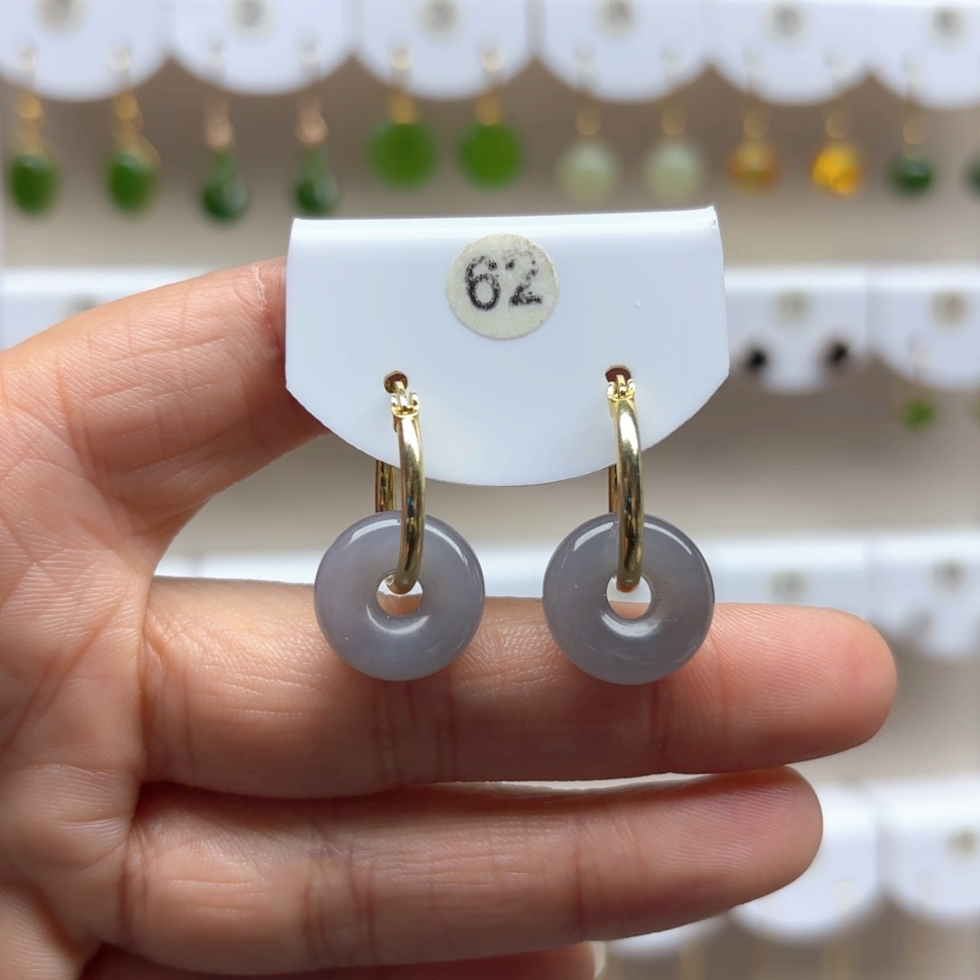 和田玉耳饰银S925镶嵌