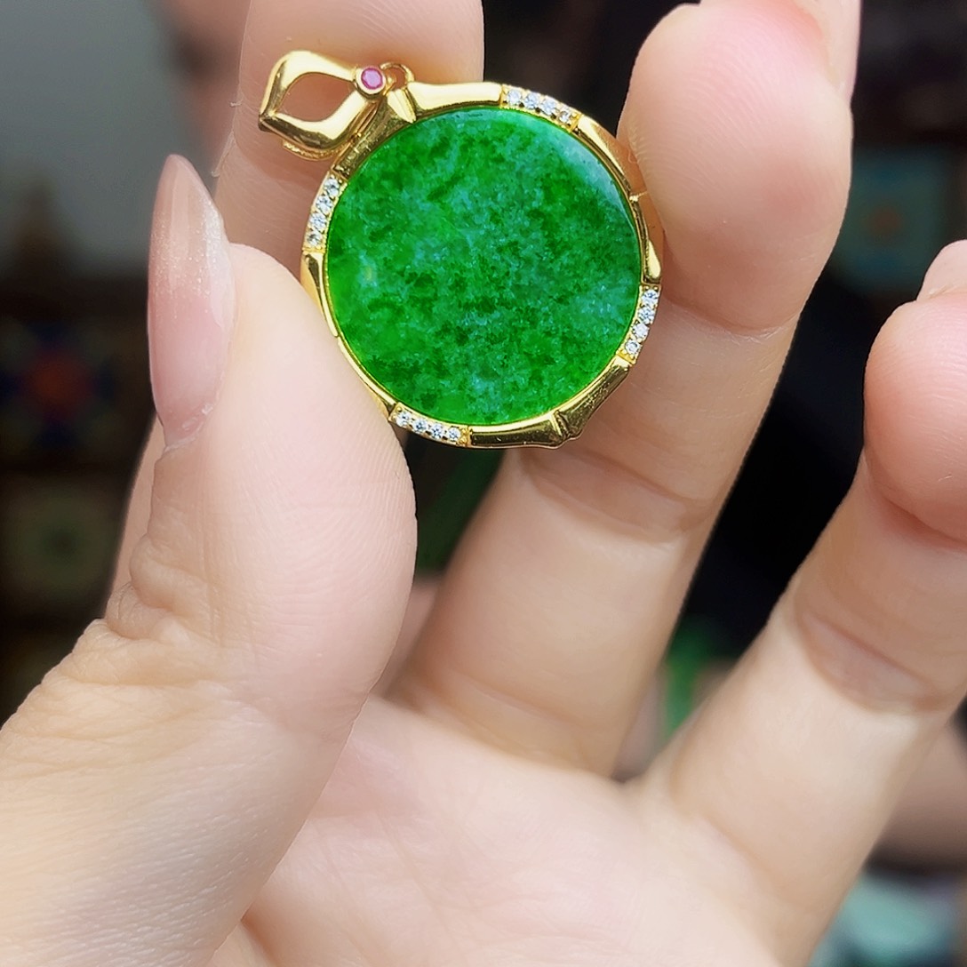 翡翠银S925镶嵌颈饰吊坠