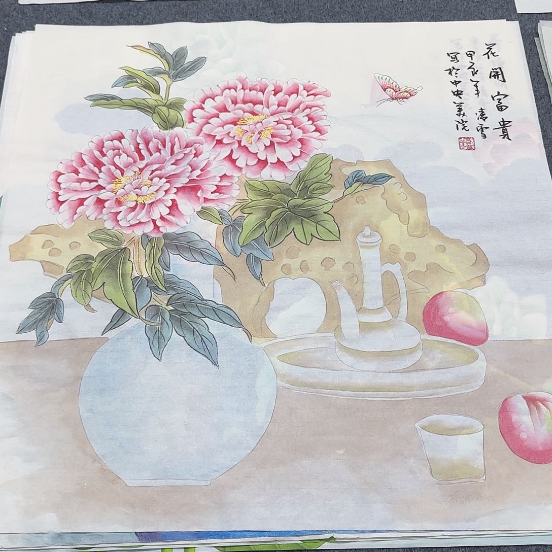 国画尺寸70X70手绘作品