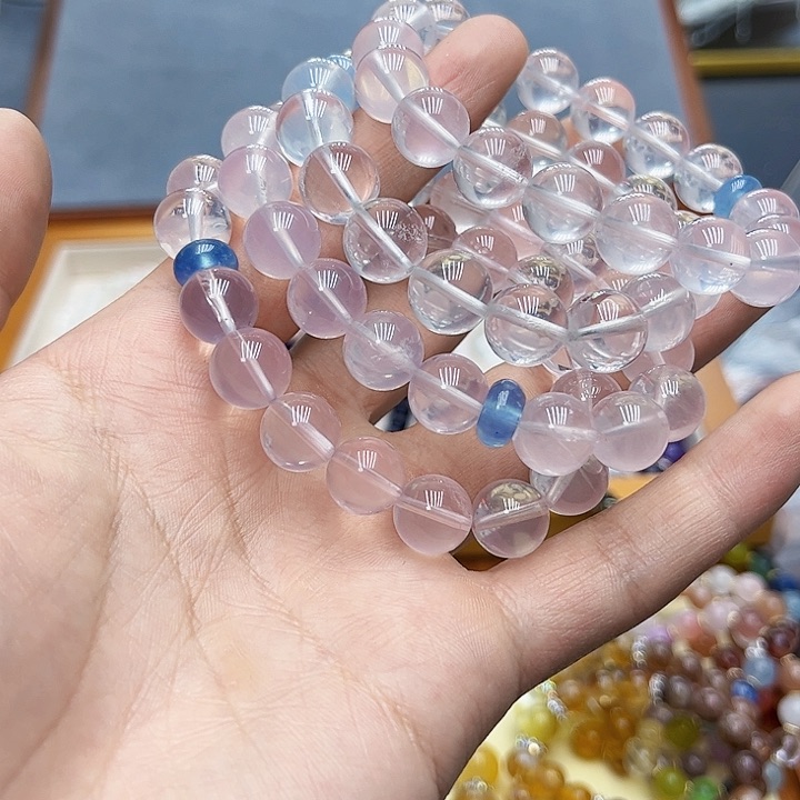 水晶手链银S925镶嵌星光粉