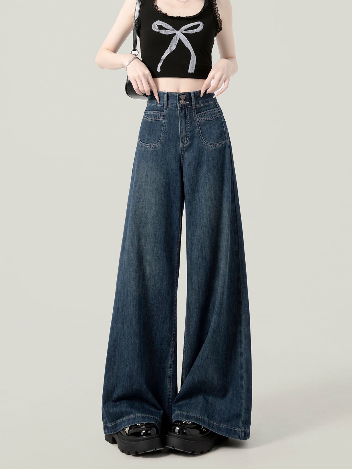 橙子主播特价牛仔裤绿水-梨花