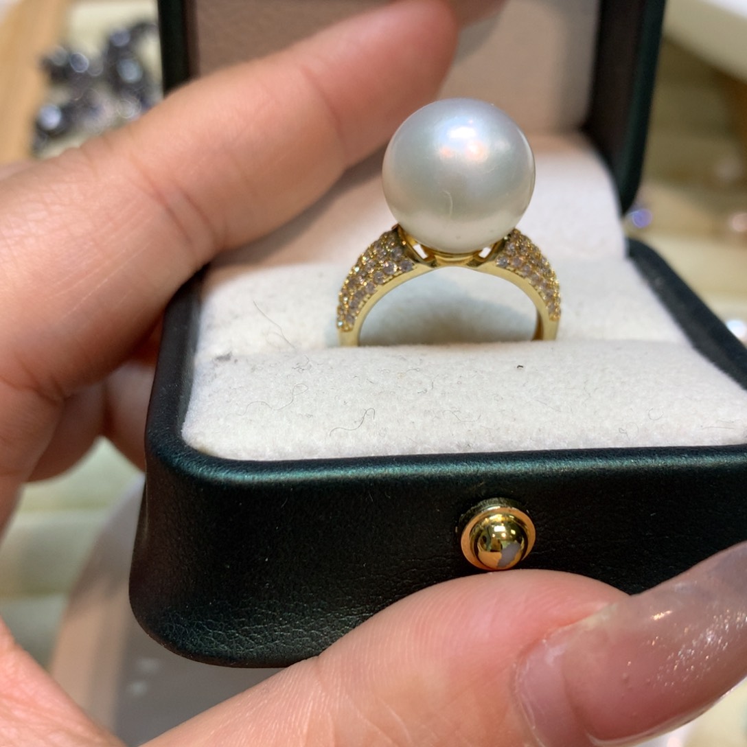 海水珍珠戒指银S925镶嵌