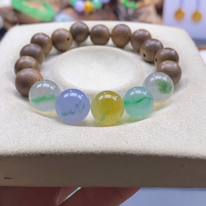 【闪购商品】手串沉香木翡翠特色飘花系列木带宝手串