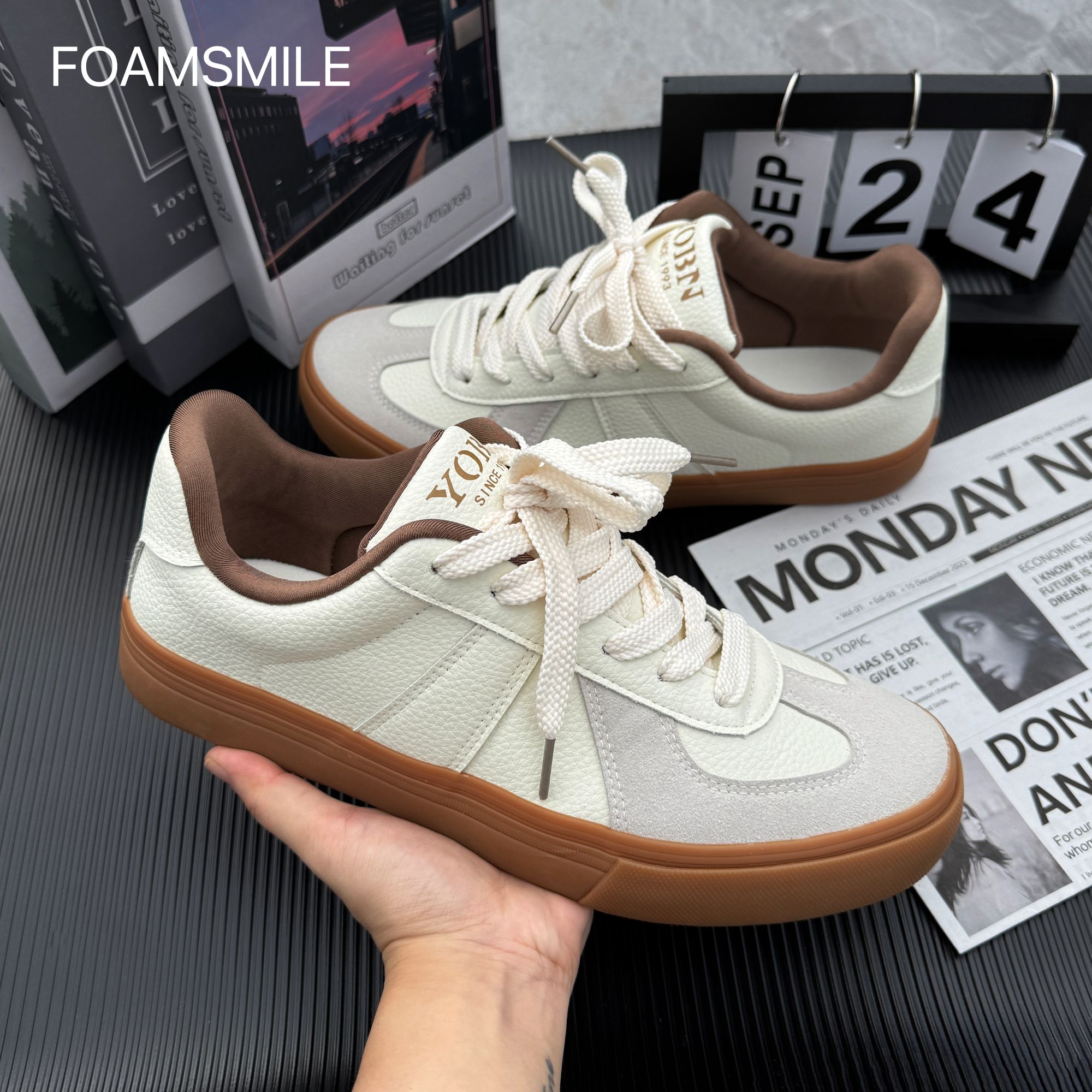 Foamsmile| 2025轻便鞋复古港风板鞋秋季板鞋韩版职场休闲风