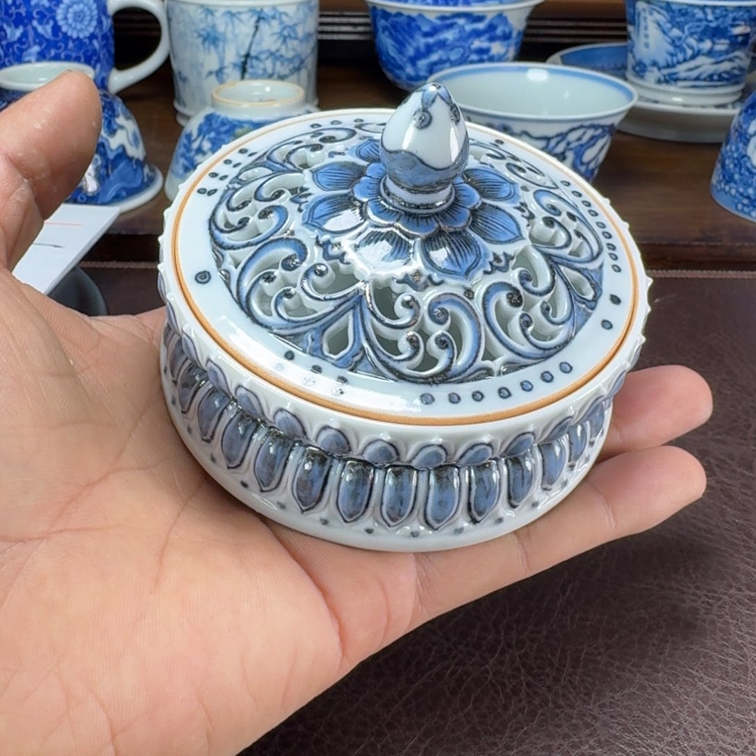 今***寒瓷片当代景德镇陶瓷手绘茶具