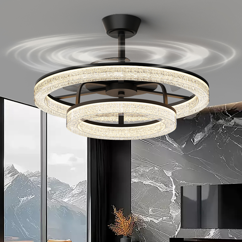 意式轻奢客厅吊扇灯简约现代卧室风扇灯大气时尚主卧室灯中山灯具