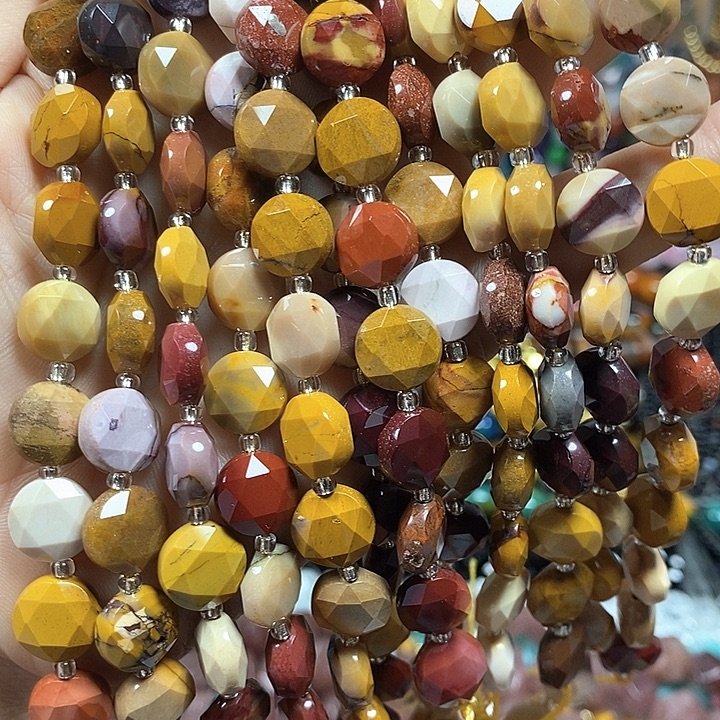 玛瑙/玉髓未镶嵌珠宝半成品天然蛋黄石切面卡10mm一条