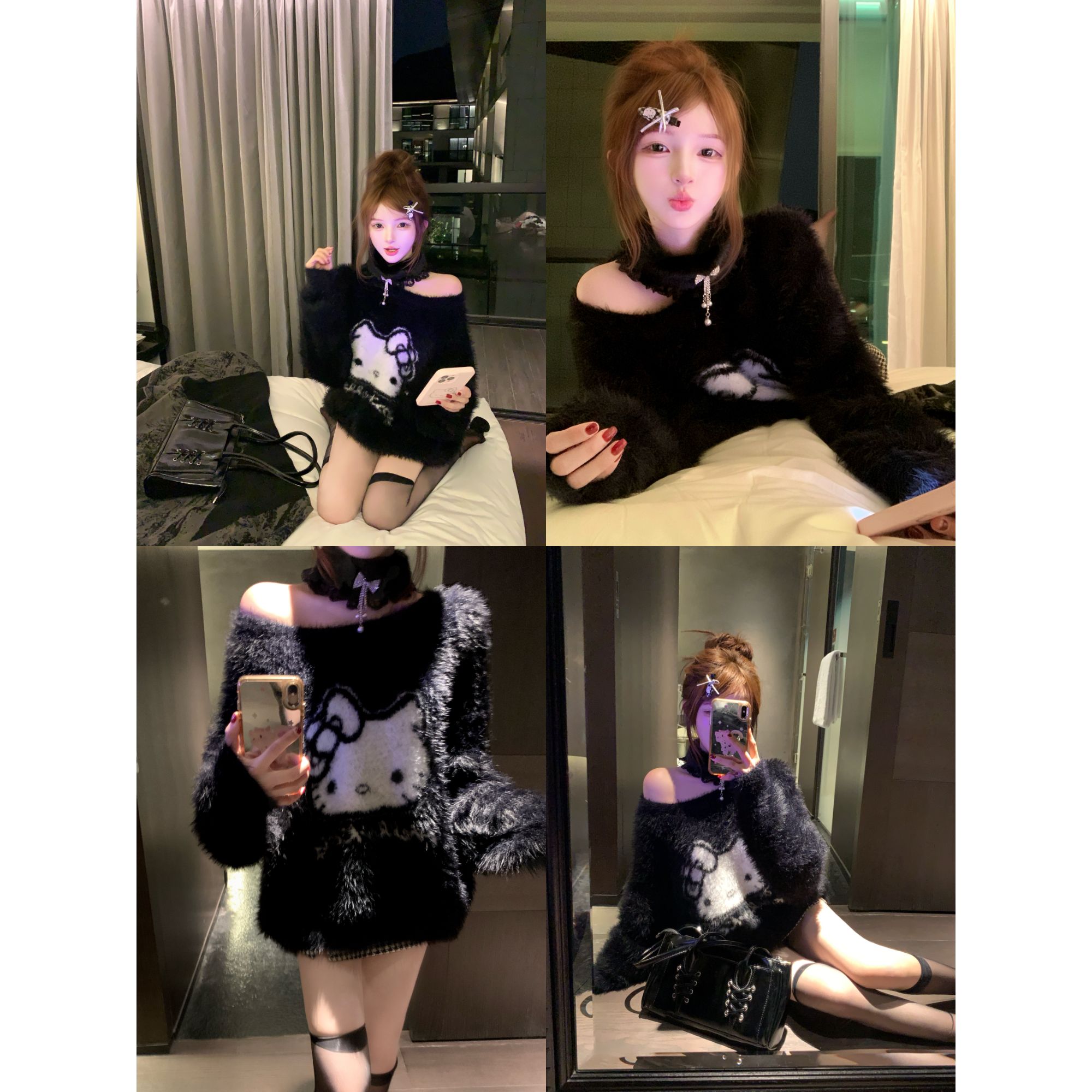 瑞茜·威瑟斯 kt日记 秋冬甜美风百搭卡通针织毛衣R9313D