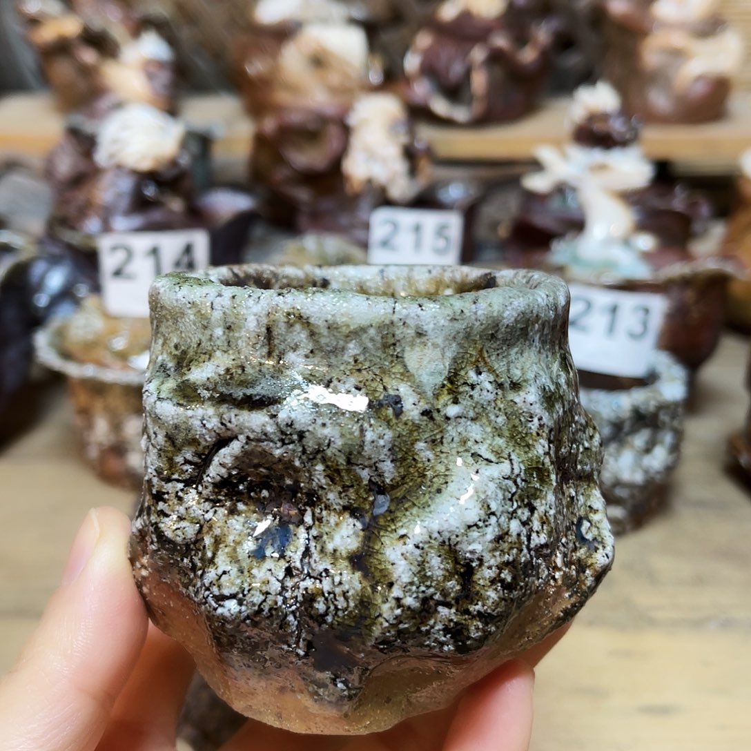 杯柴烧粗陶手捏杯粘底