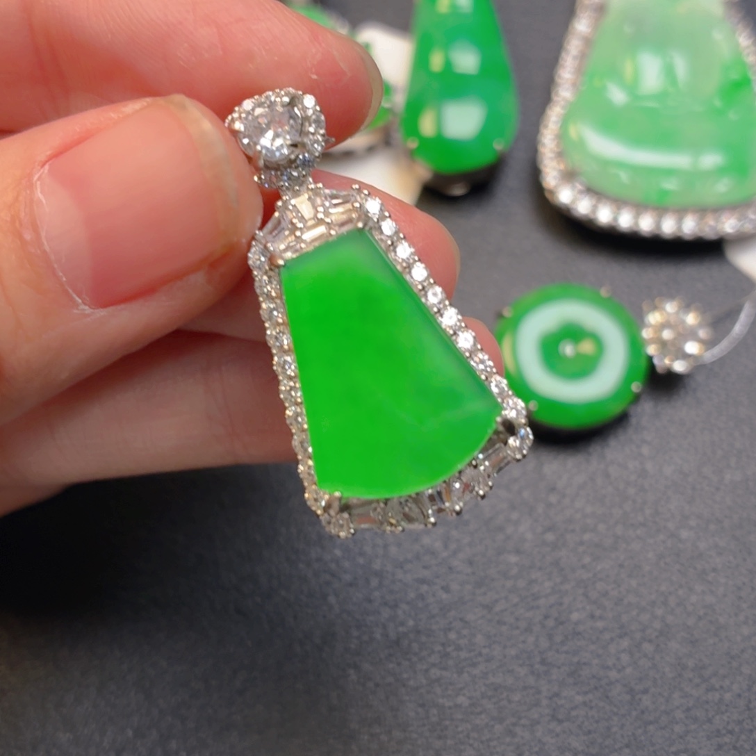 翡翠银S925镶嵌吊坠(不含链)