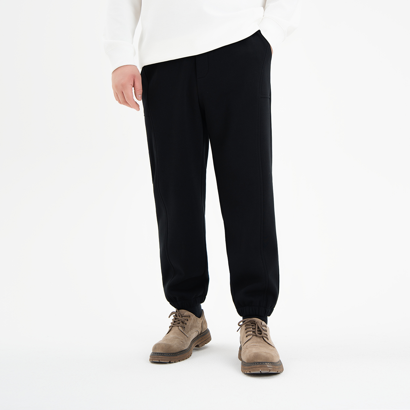 【新款】加绒束脚弯刀裤男冬季美式重磅长裤加大加厚百搭休闲裤9427