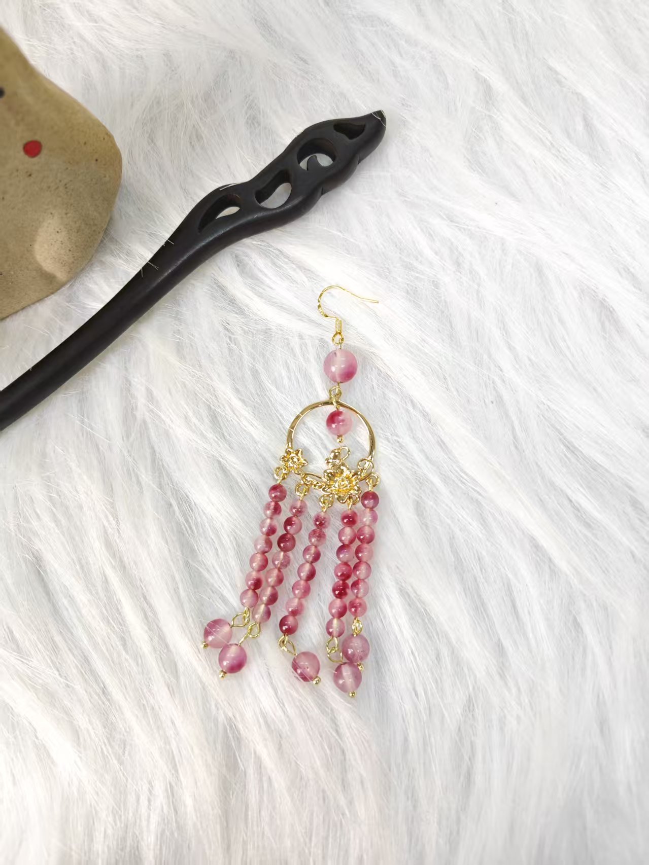 炑歌K374原创乌梅子酱一对流苏挂坠气质手工发饰国风百搭时尚发簪