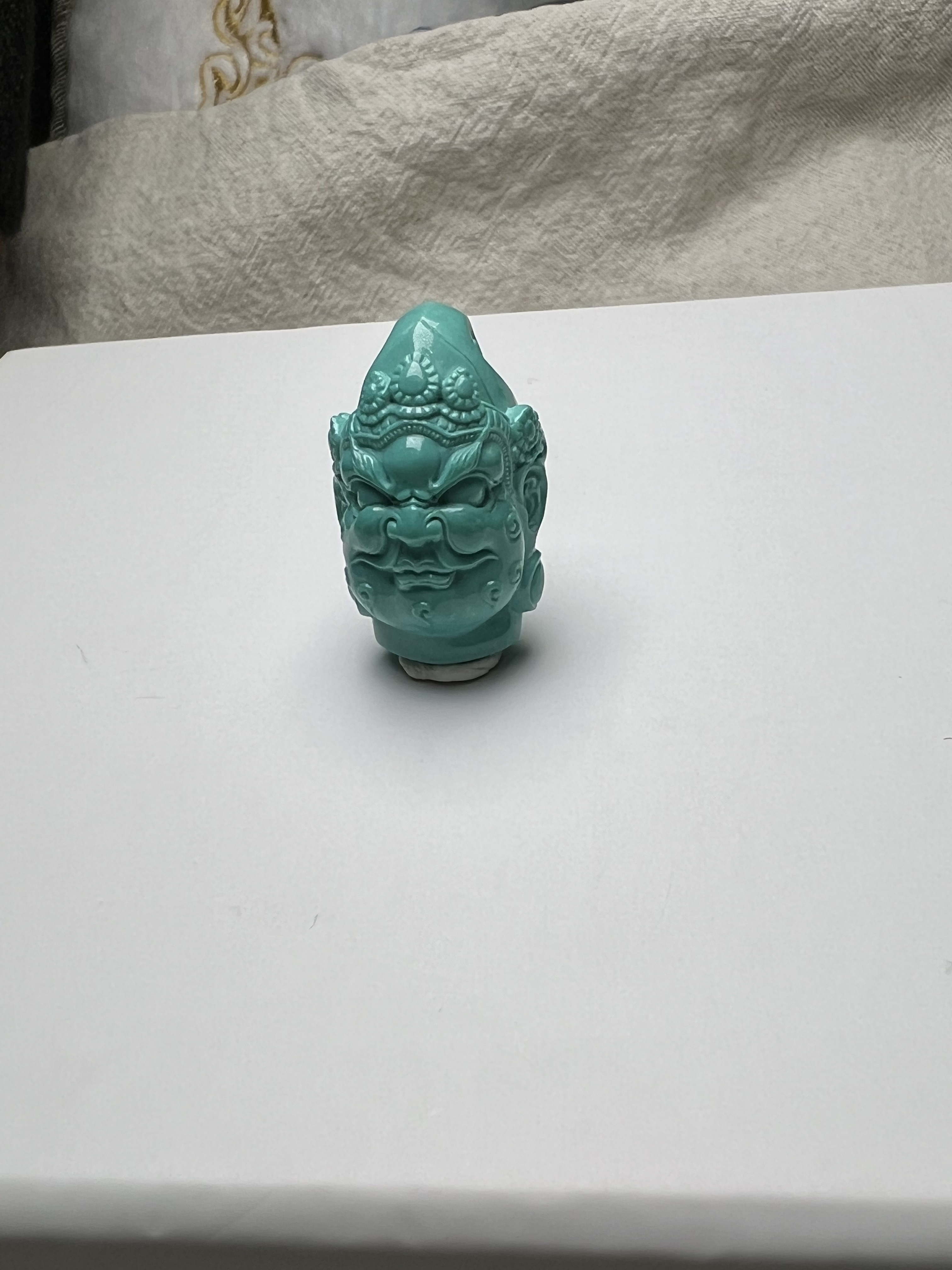 【建国绿松石】湖北十堰天然原矿绿松石玉化黄财神干料无水无油