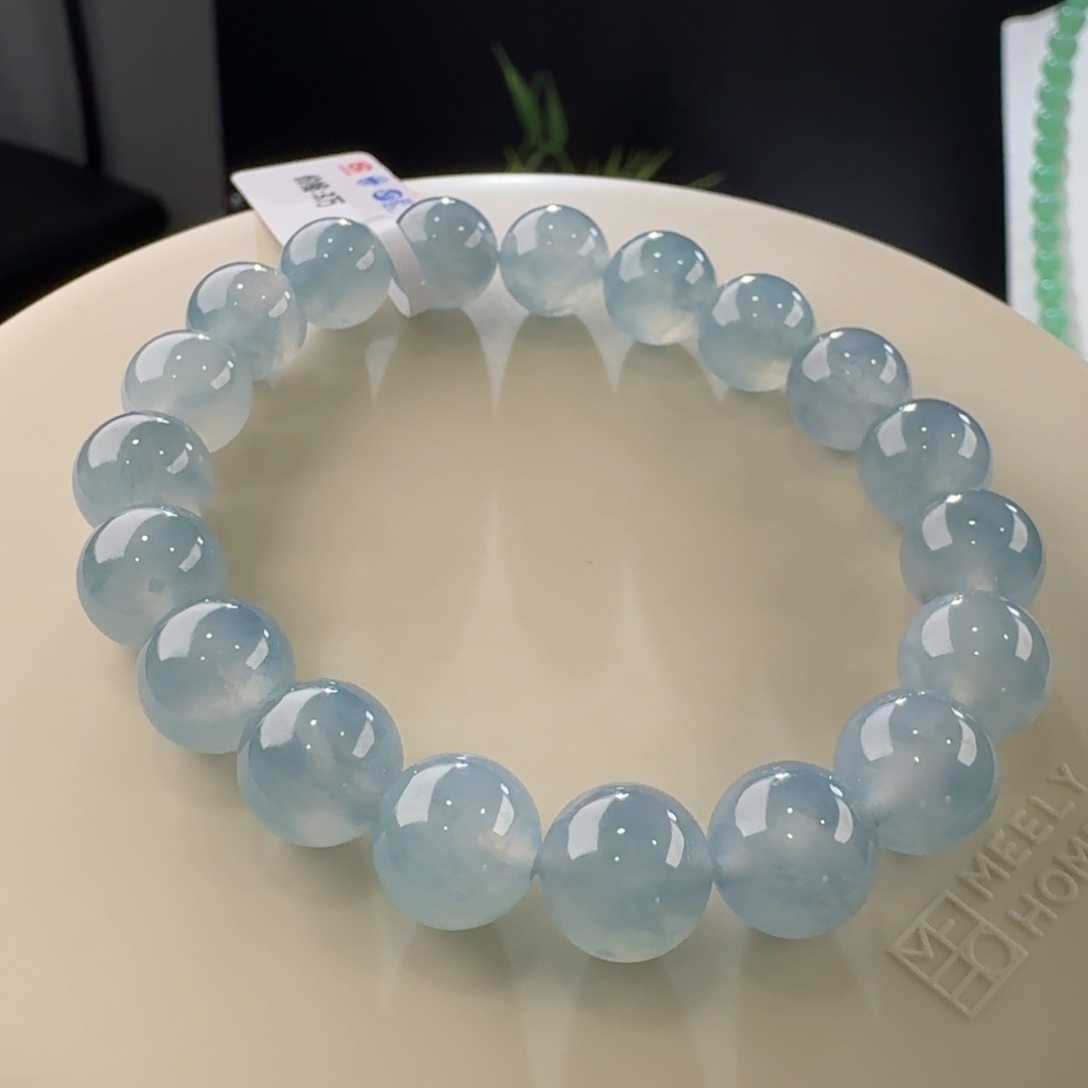 翡翠手链未镶嵌天空蓝单圈卡10