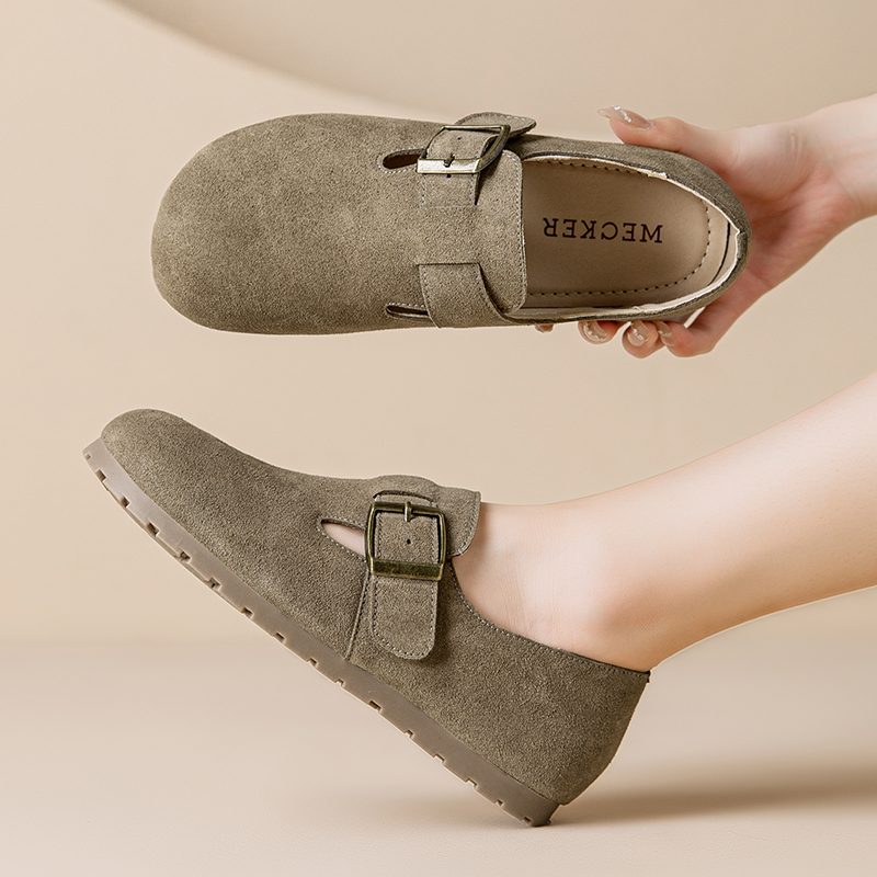 0237春秋真皮单鞋极简慵懒舒适软底轻便防滑不累脚女鞋休闲百搭