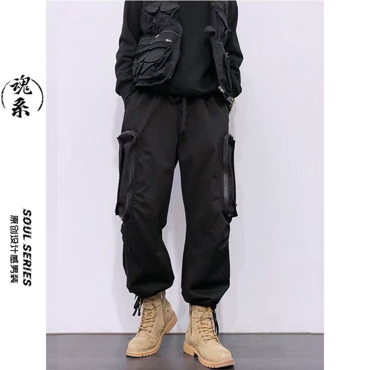 [魂系]秋冬立体口袋直筒长裤工装裤工装风宽松男士裤子ZQV190