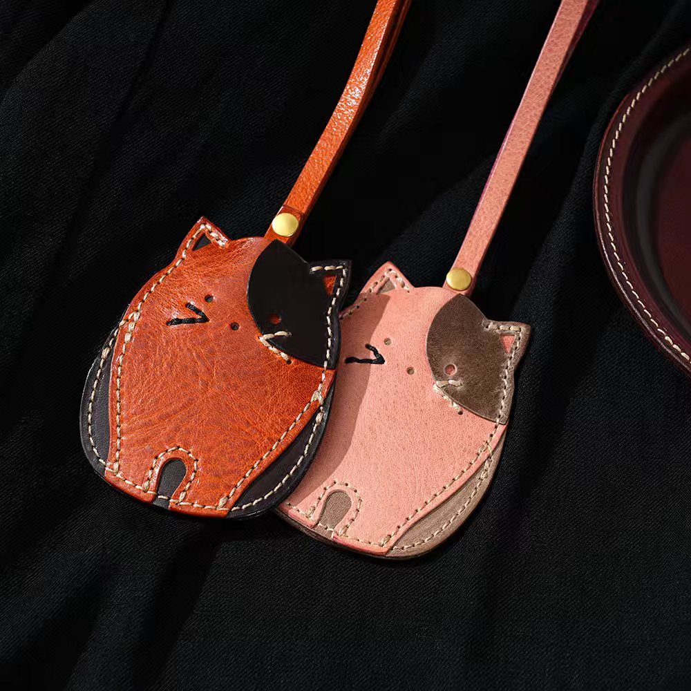 制道手工皮具 挂饰装饰挂件猫00282