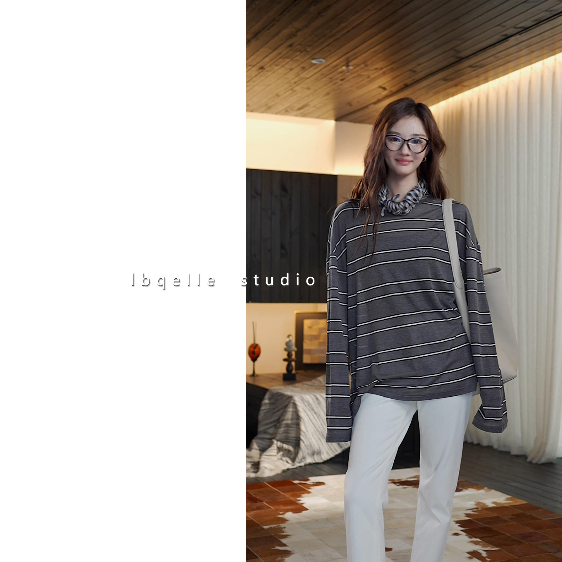 条纹长T恤长袖衣服