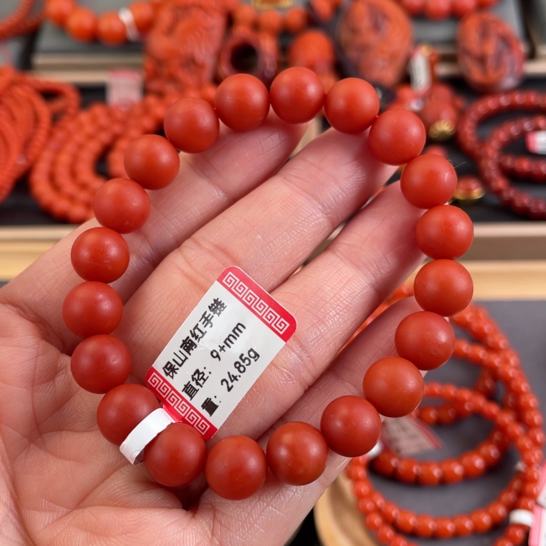南红玛瑙未镶嵌保山南红9+mm手链