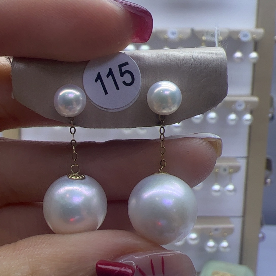 淡水珍珠耳饰18K金镶嵌