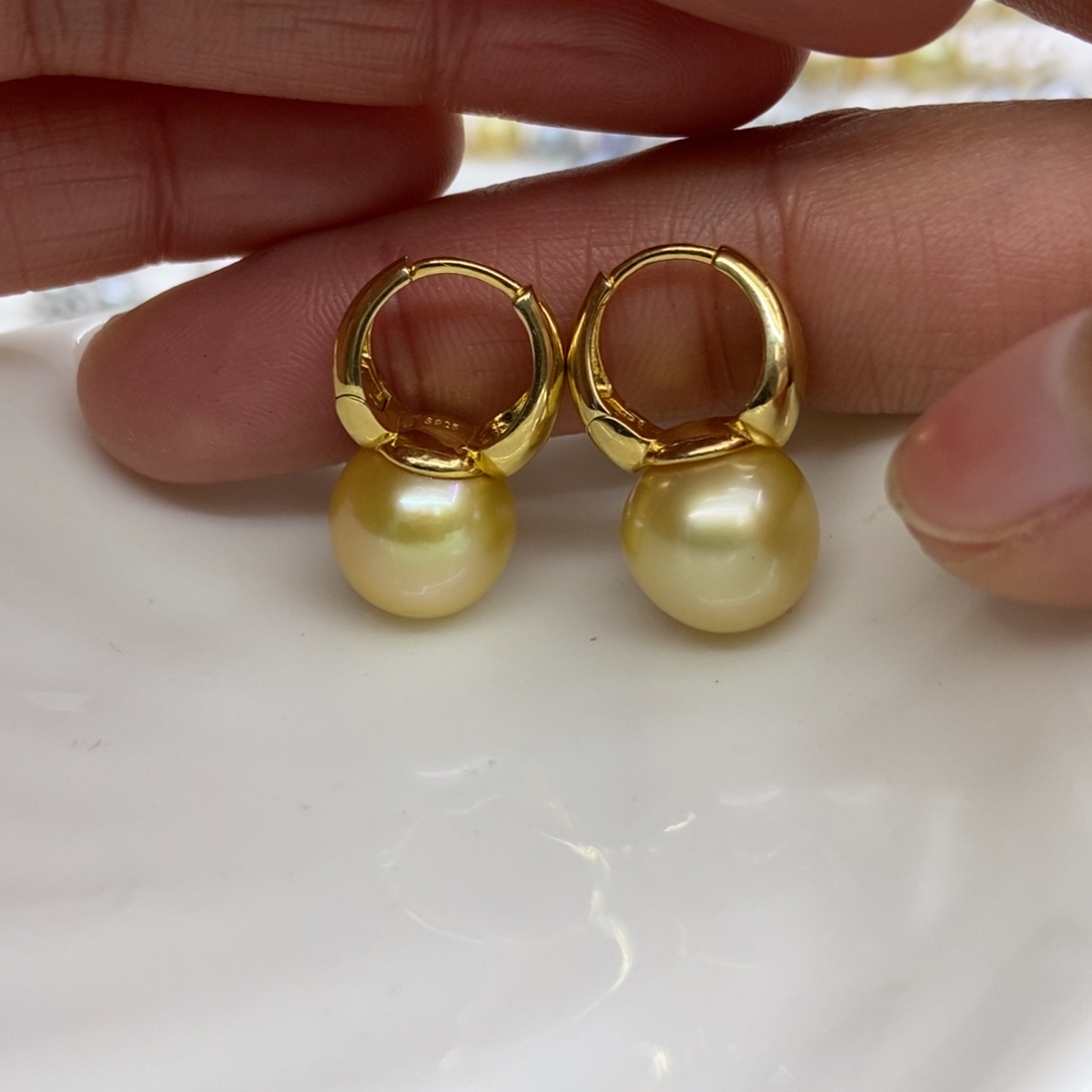 海水珍珠耳饰银S925镶嵌