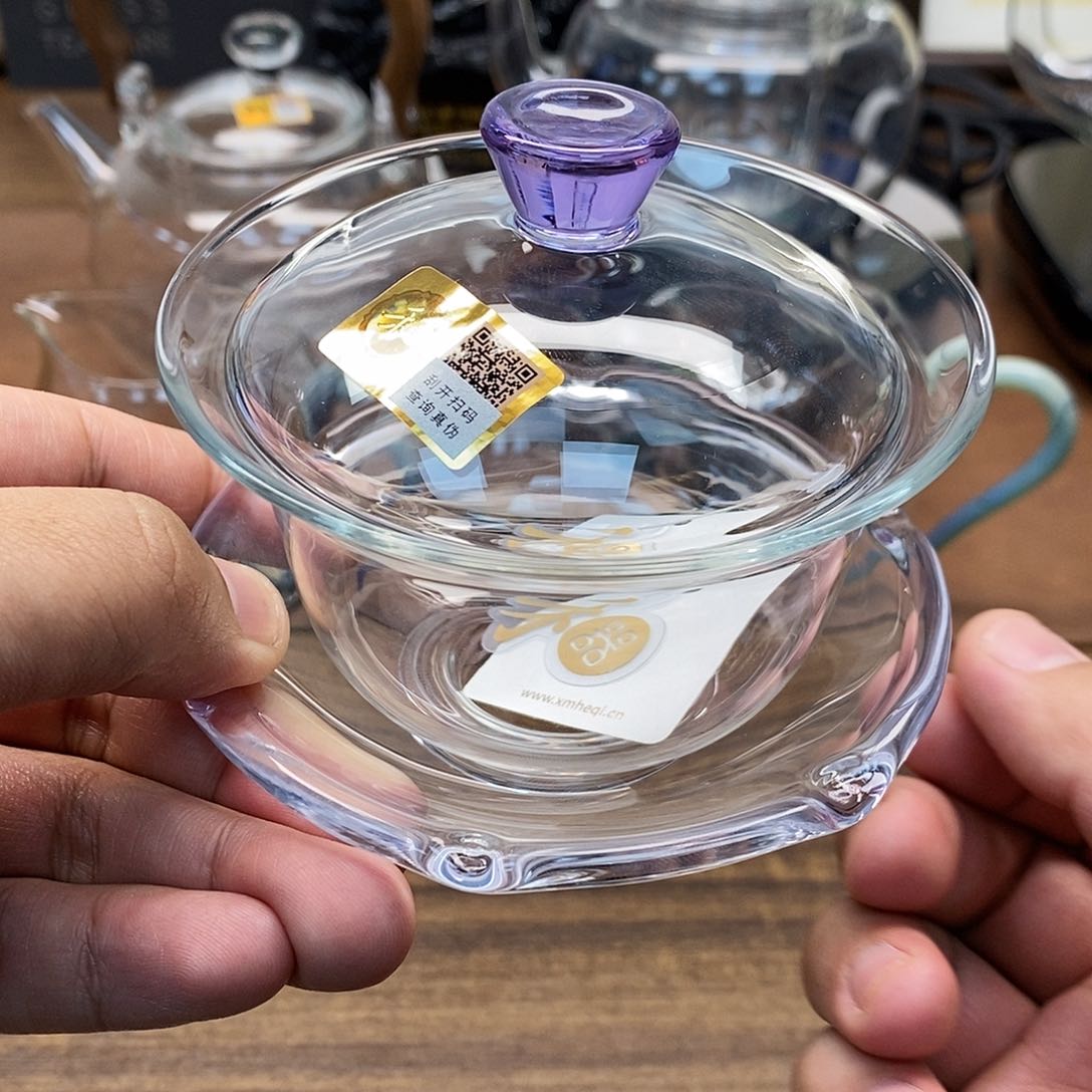 禾器/禅语盖碗/浅紫 金标