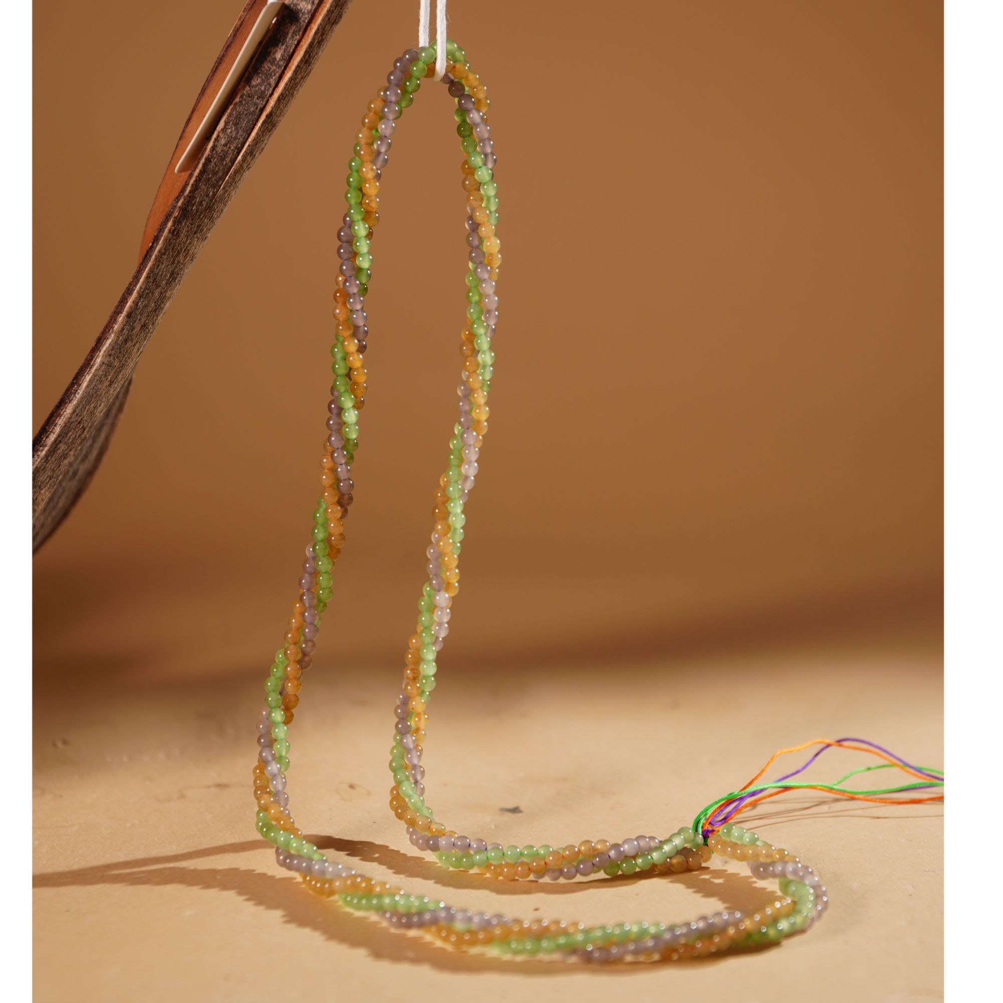 HA00455和田玉多宝三彩糖麻花项链