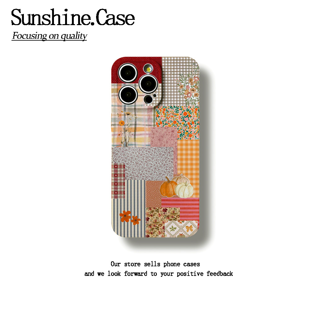 南瓜格子菲林软壳适用苹果17华为vivo小米oppo一加防摔手机壳