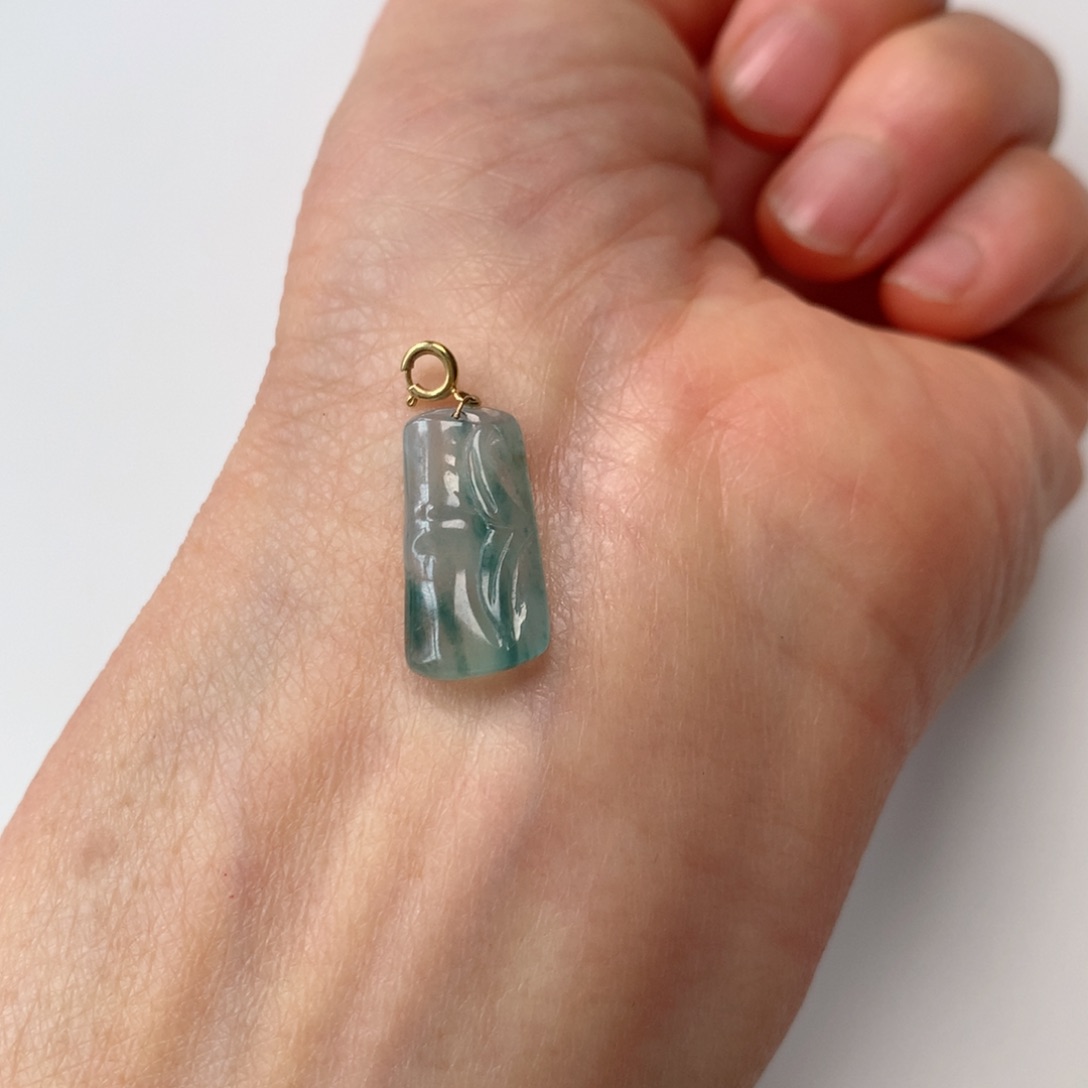 翡翠颈饰18K金镶嵌竹