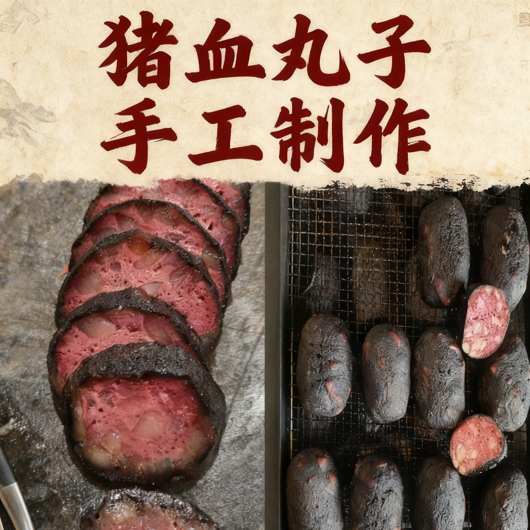 （邵阳特产）农家柴火烟熏，猪血丸子，血粑