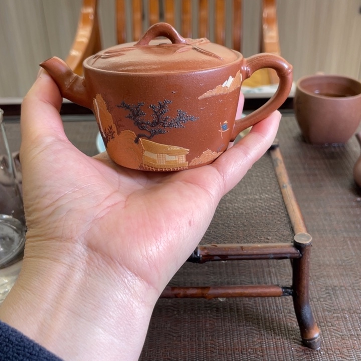 朱泥茶壶汉瓦150 CC手工制作