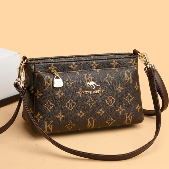 品牌真皮手机零钱包女2025新款牛皮中年妈妈包百搭单肩斜挎小方包