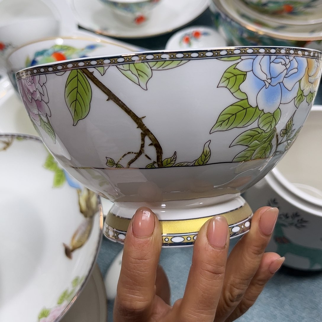 瓷片琴瑟六寸面碗二个哇塞