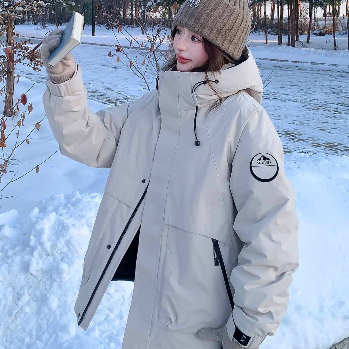 5501韩版连帽小a加厚冲风衣外套东1-2