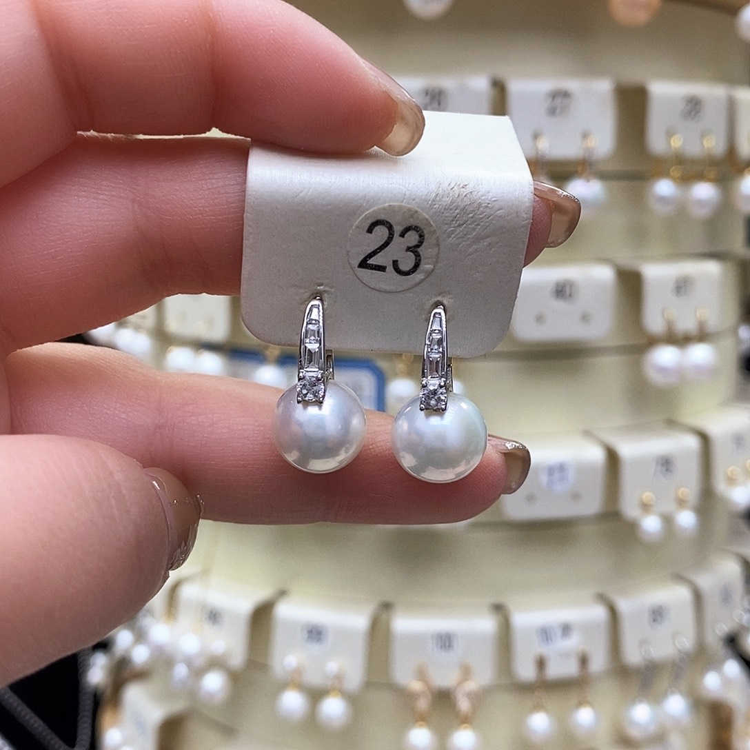 淡水珍珠耳饰银S925镶嵌