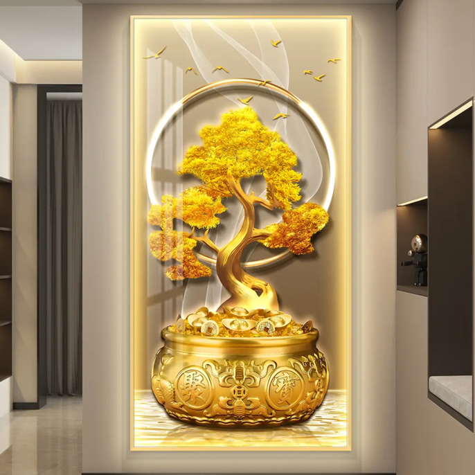 60*170金框晶瓷装饰画适用于客厅餐厅卧室