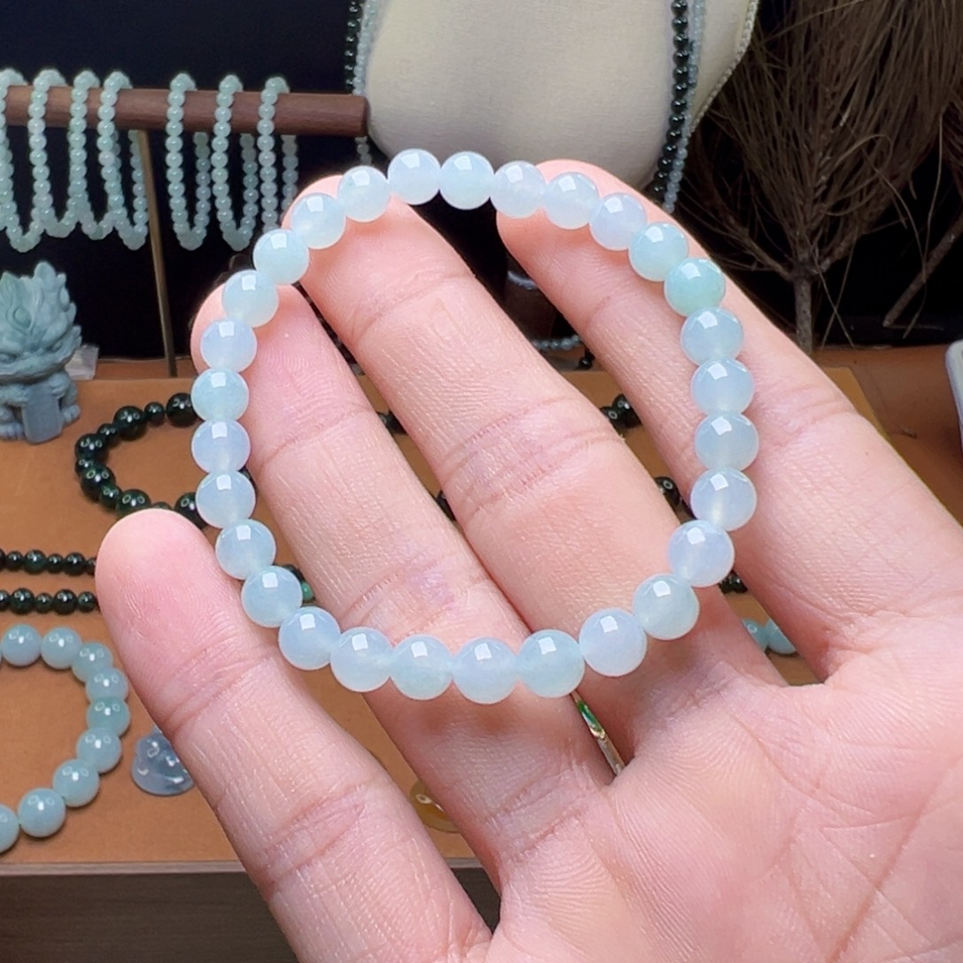 翡翠未镶嵌手链卡6mm
