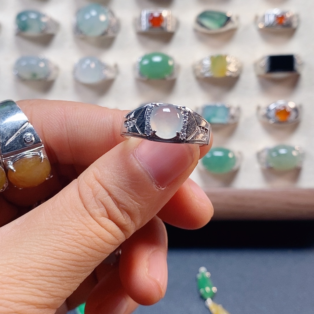 翡翠银S925镶嵌戒指