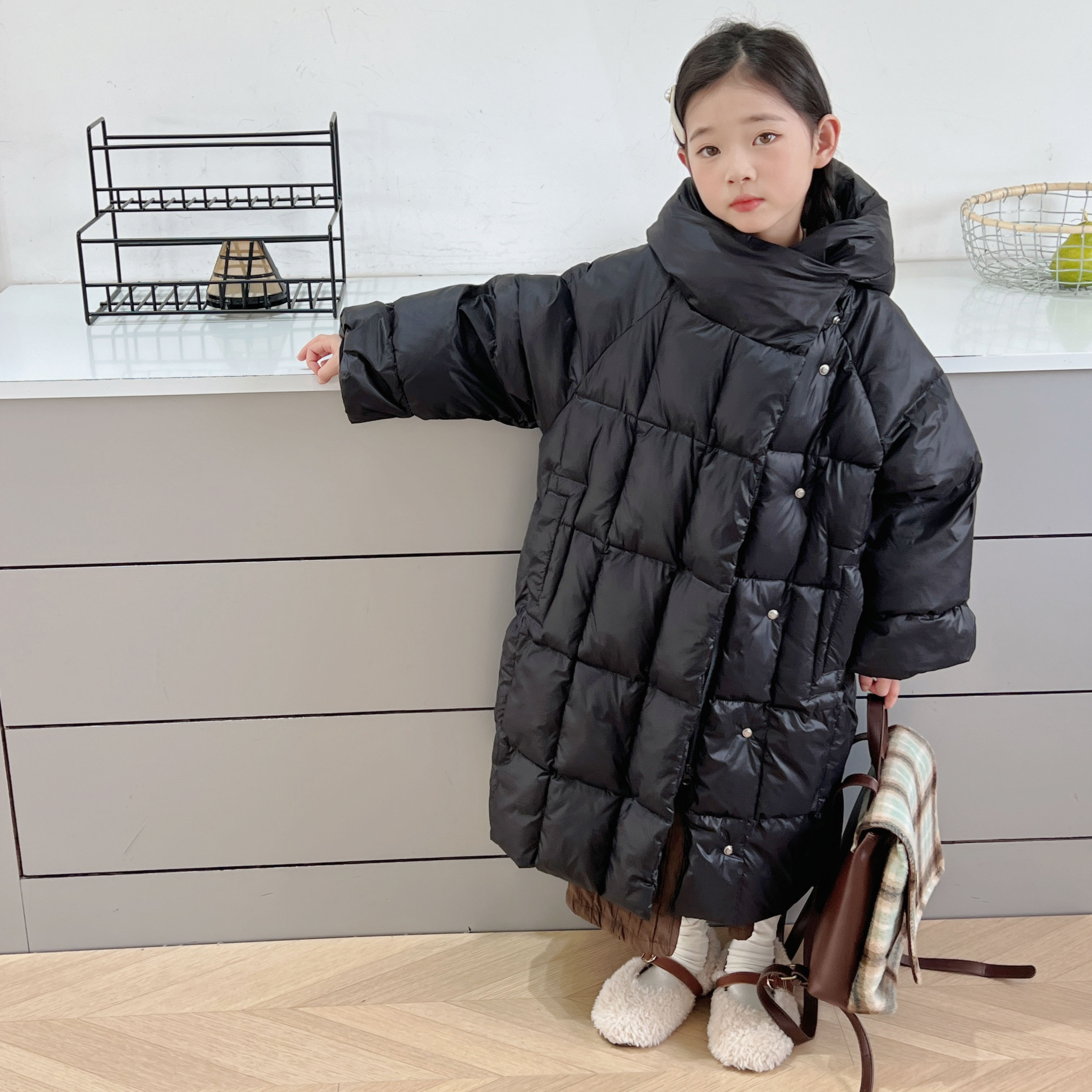 新过膝长款儿童外套冬季休闲加厚童装男童女童外套