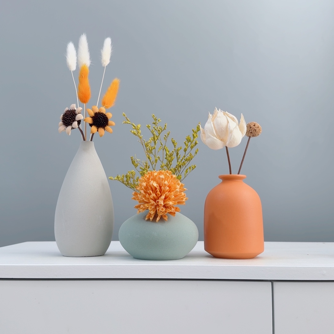 摆件陶瓷花瓶摆件含花总高约20-30cm